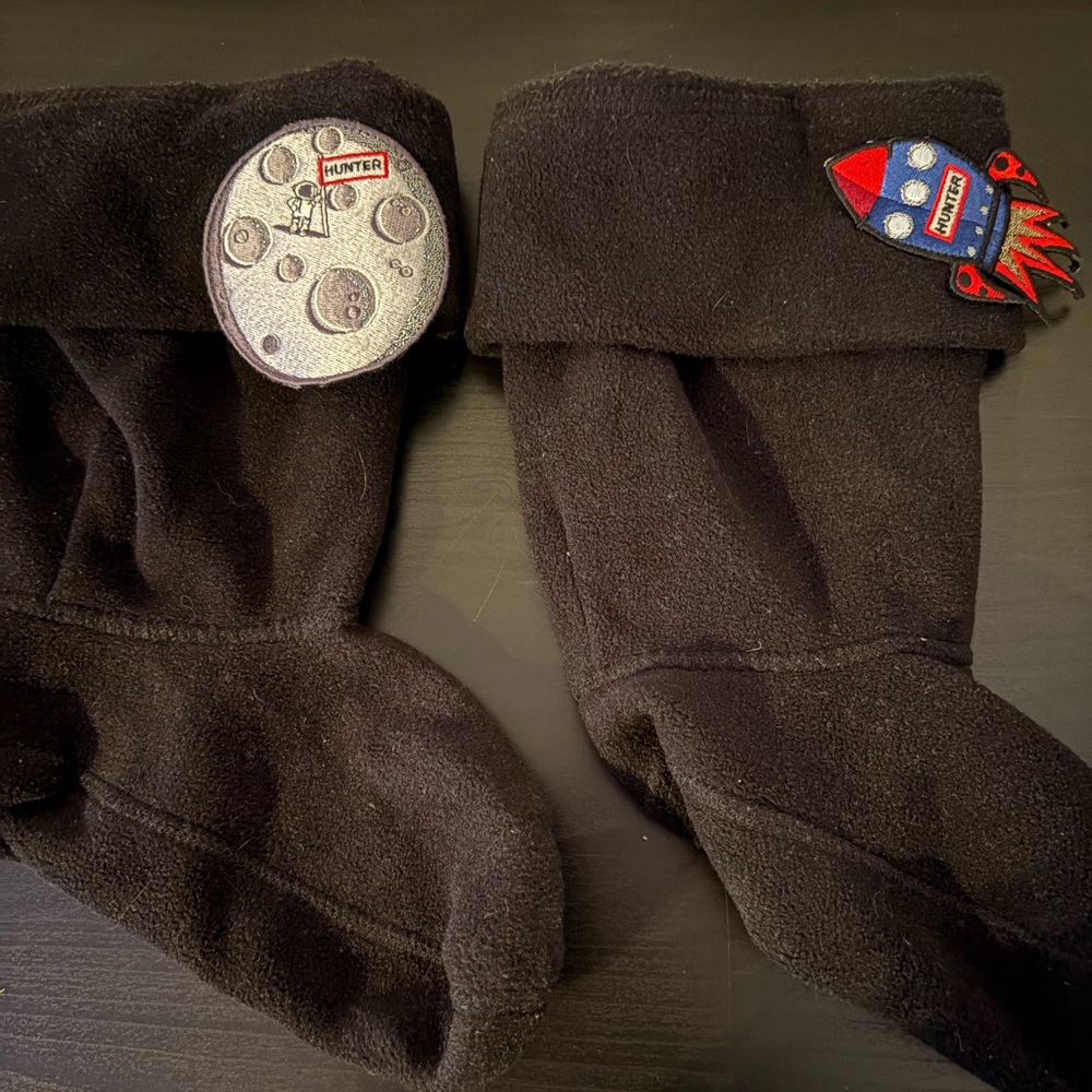 Hunter Black Fleece Socks with Space Patches
